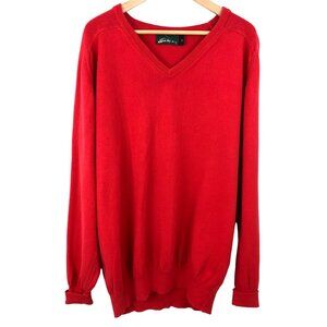 Sahara Mens Size XL Red Long Sleeve V Neck Sweater